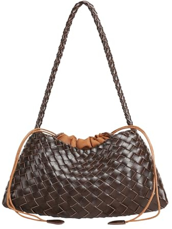YLYYHH Basket Woven Handbag, Woven Shoulder Bag Cute Hobo Purse Tote Handbag, Woven Underarm Bag with Small Pouch, Coffee