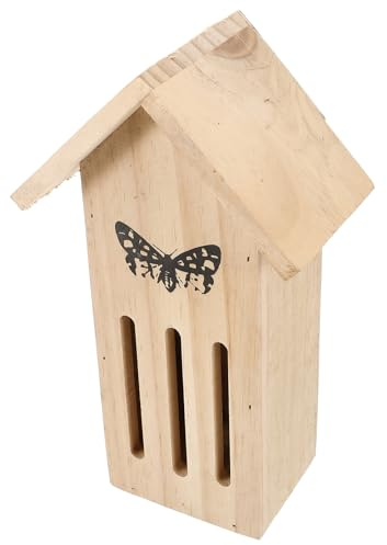 VICASKY Holz Schmetterlingshaus mit Futterstation Außen Garten Dekoration Natürlicher Lebensraum zum Aufhängen Sicherer Unterschlupf für Schmetterlinge Einfach zu Montieren