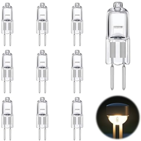 MSMXCS 10 Pieces Halogen Lamp Bulbs G6.35 Halogen Lamp 50W 12V 900lm 2800K Dimmable Light Bulbs Door Lamp - GY6.35 Bi-pin Pen T3 for Chandelier Landscape Lighting Office Camping Cars Warm White