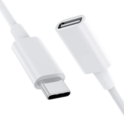 PremiumCord USB-C-förlängningskabel, Superspeed USB 3.2 Gen 1 till 5 Gbit/s laddningskabel, 60 W, typ C hona till hane, vit, längd 2 m