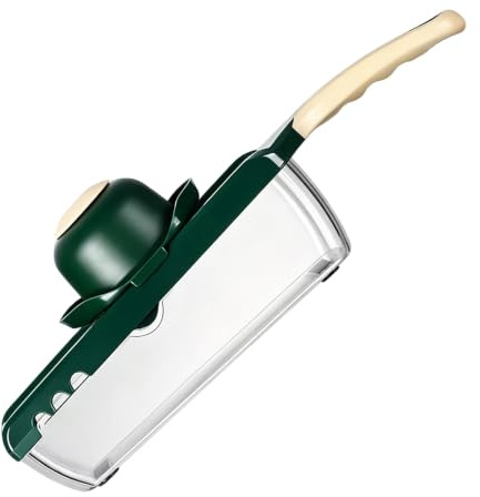Mandolina per Verdure Regolabile, Mandolina Affettatrice Professionale con Contenitore, Robusta Protezione per le Mani, Manopola Rotante Regolabile a 5 Livelli, Patate, Mele