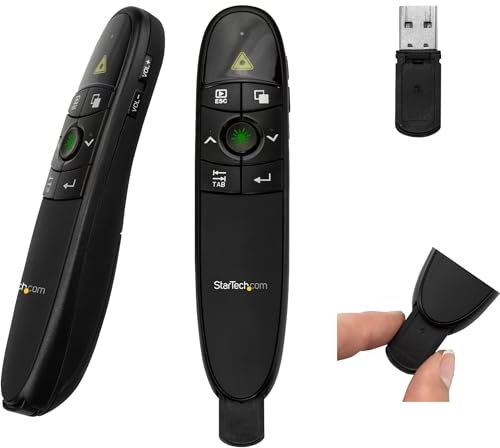 StarTech.com Präsentationsfernbedienung (Wireless Presenter, PPT Fernbedienung, USB PowerPoint Presenter, 27m) Schwarz