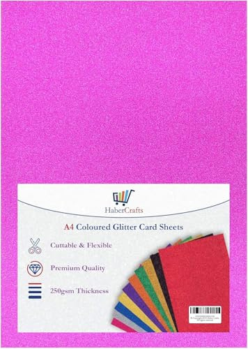 A4 Ljusrosa glitterkort glitterpapper icke-fällande gnistrande hantverksark gnistrande kort 250 gsm bling hantverkskort glitter karttyg syrafritt korttillverkning scrapbooking hantverk (ljusrosa – 10