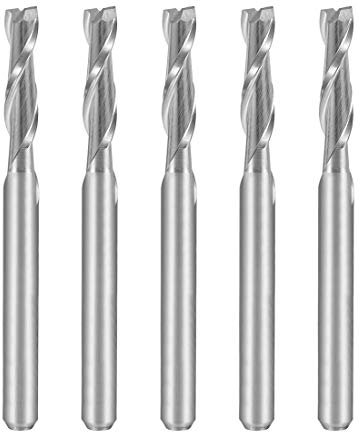 sourcingmap 5PCS 1/8 Shank 3.0mm x 12mm Carbide End Mill CNC Router Bits 2 Flute Milling Bit for Acrylic PVC MDF Wood