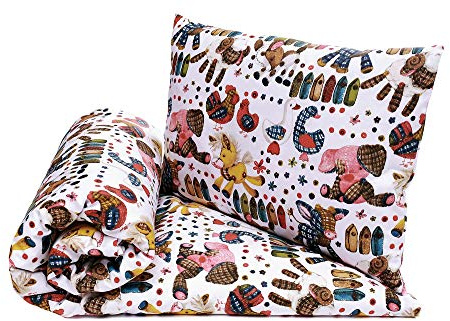 Babybett Bettwäsche Bettbezug und Kissenbezug Set 100x135, fur Baby und Kinder, 100% Baumwolle Hergestellt in Europa (Spielzeuge)