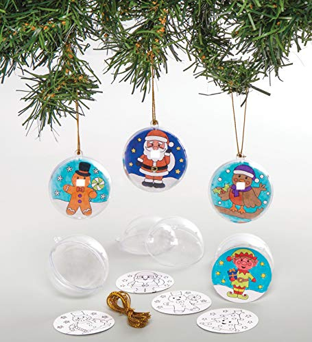Baker Ross Kits de Boules de Noël à colorier (Paquet de 8) - Loisirs créatifs festifs pour Enfants, coloris assortis