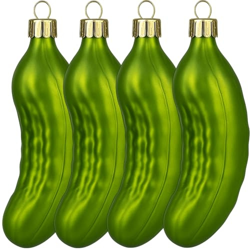 My-goodbuy24 Weihnachtsbaumanhänger Weihnachtsgurke Saure Gurke - bruchsicher - Baumschmuck Weihnachten grün - hoch 11,5 cm - Festliche Weihnachtsdekoration 4 Stück