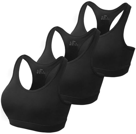 HBselect 3 Pack Comfort Racer Back Sports Bras for Women UK with Removable Pads, Wireless Seamless Plus Size Sleep Bras for Girls in Yoga Bralette Running Leisure Crop Gym Stretch Tops Vest