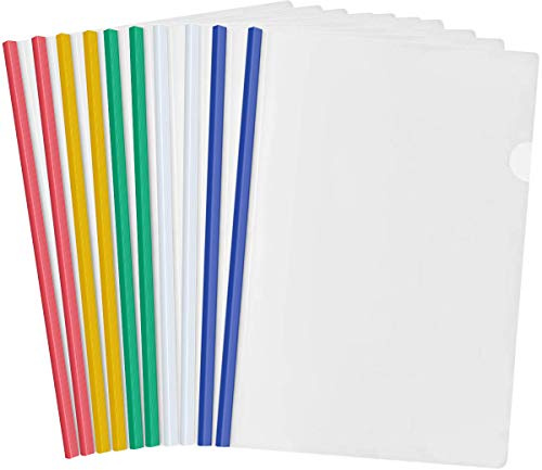 10 Stück Klar A4 Sliding Bar Binder, Datei Ordner Binder, Kunststoff Bericht Abdeckungen Schiebe Ordner für Zuhause Schule Büro Dokumente Klassifizierung (5 Farben)