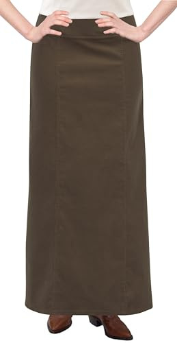 Baby O Damen Langer knöchellanger Maxi-Rock aus Cord, A-Linie - Braun - 50