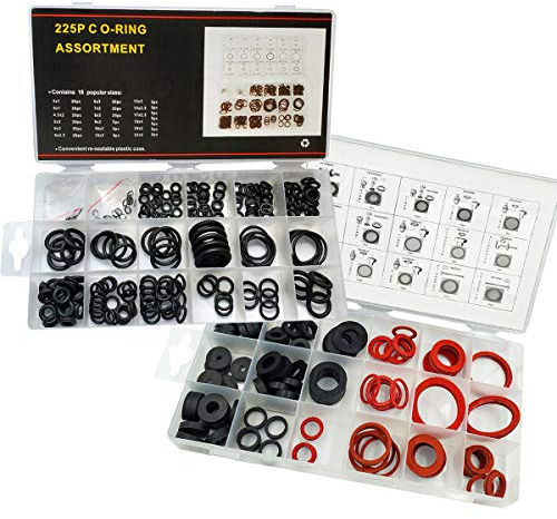 141 PCS Rubber Sealing Washer Kit with 225 PCS Faucet O-Rings Gasket Seal Assortment Set,34 Different Assorted Sizes