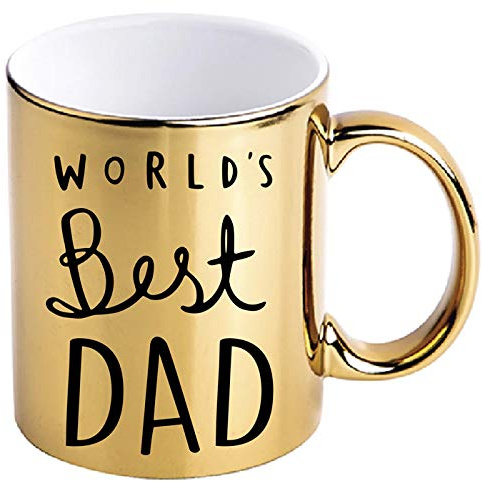 ZOROLUX Gold Worlds Best Dad Mug - Superb Fathers Day - Birthday Gift - Funny Novelty Joke Coffee Mug (Shiny Gold)