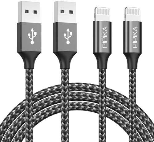 PIPIKA iPhone Charger Cable 1M/3.3FT 2Pack Lightning Cable Nylon iPhone Charging Cable Lead for iPhone 13 12 11 Pro Max XS XR X 8 7 6 Plus 5 5s SE