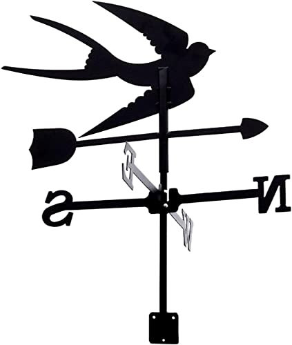 DIESZJ Girouette Hirondelle Silhouette Girouette Indicateur de Direction du Vent Girouette Outil de Mesure de la girouette avec revêtement antirouille pour l'artisanat de décoration extérieure