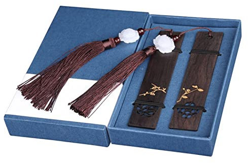 caihuashopping Lesezeichen 2 stücke Lesezeichen Holzfenstergitter Lesezeichen Chinesischer Stil Senden Lehrer, um Studenten Geschenk Ebony Wood zu schicken Buch Markierungen