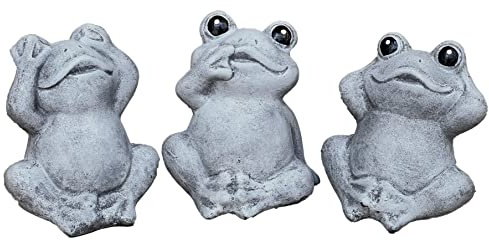 stoneandstyle Steinfigur 3 Frösche Nichts sehen Nichts hören Nichts Sagen Frostfest Steinguss