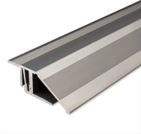 PROVISTON | Kompensationsprofil | Aluminium | Rostfritt stål look | Bredd 50,5 mm | Höjd 24 mm | Längd 1000 mm | Borrade | Klicka på System | Anpassningsprofil | Övergångsprofil | 1 del