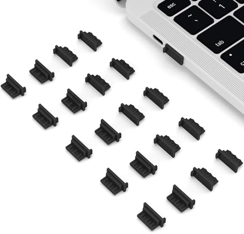 20 Pcs USB Port Covers Cap Anti Dust Plugs, Silicone USB Cap Port Stopper Protector,Detachable Anti Dust Cover Protector Plugs Cap,Compatible Devices with Usb2.0/3.0 Interface(Black)