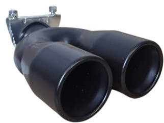 Endrohr Auspuffblende 2x 76mm schwarz Doppelrohr Doppelendrohr Anschluß 40-60mm