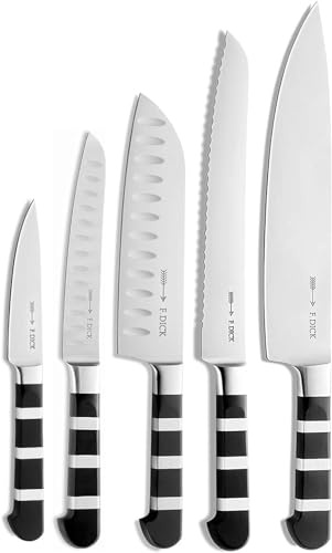 F. DICK juego de cuchillos de cocinero 1905 (cuchillo de pan, cuchillo de cocinero, cuchillo de oficina, santoku, cuchillo multiusos, acero X55CrMo14, inoxidable, 56° HRC)