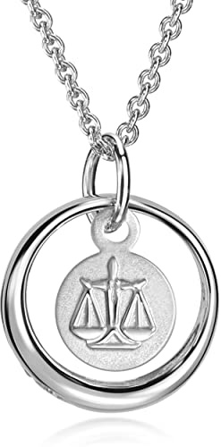 Xaana Taufkette Taufring mit Zirkonia und einem kleinen Sternzeichen Waage-Einhänger inkl. Kette 36/38 cm 925er Sterlingsilber rhodiniert AMZ0587