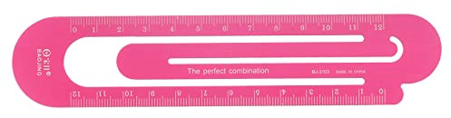 sourcing map Gerade Lineal 12cm metrische Aluminiumlegierung Lineal Skala auf Beiden Seiten Hohle Büroklammer Design Lesezeichen Messwerkzeug für Klassenzimmer Büro leuchtend rosa