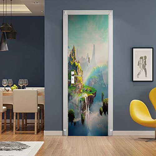 Türaufkleber Abstrakt & Berge Selbstklebend Fototapete Türfolie Türtapete 3D Tür Aufkleber Abnehmbar Wohnzimmer Küche Schlafzimmer Wandaufkleber B77 x H200cm