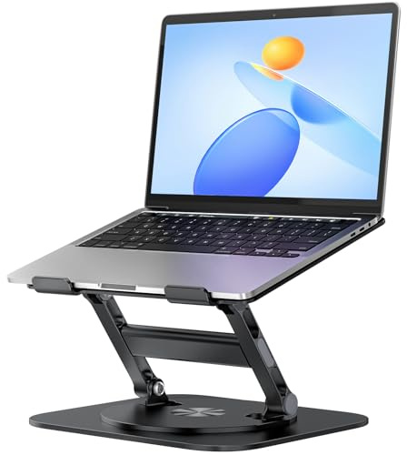 MCHOSE Laptop Stand for Desk, H-Design Computer Laptop Holder, Ergonomic Laptop Riser with 360° Rotating Base, Adjustable Laptop Stand Compatible with MacBook Pro/Air, All 10-17” Laptops, Black