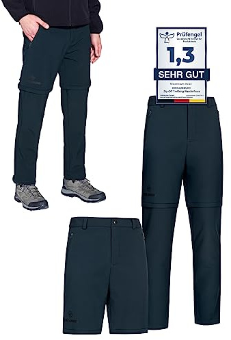 Kirkjubøur® Zip-Off 2-i-1 trekking vandringsbyxor/utomhusshorts för män. Avtagbara byxben, slitstarkt material, mjuk fleece-insida, marinblå, XL