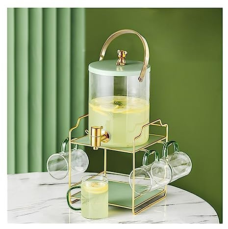 Brocca Acqua Bollitore freddo in vetro con set di bollitore for rubinetto, tazza for acqua fredda, secchio for bevande self-service for tè alla frutta for uso domestico Caraffa Acqua ( Color : A )