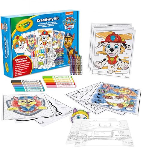 Crayola - Set Créatif Pat' Patrouille 5 Activités, avec pages à colorier, Feutres, Crayons de Cire, 60 Pièces, Cadeau pour Enfants, à partir de 4 ans, 04-2940