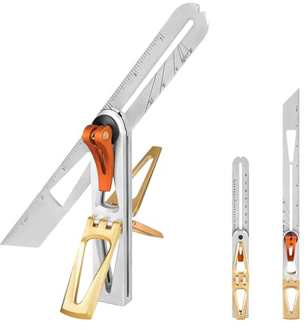 Stainless Steel T Bevel Gauge, Multifunctional Woodworking Scribe Ruler with 6: 1 & 8 : 1 Dovetail Tenon Gauge 22.5°/30°/45°/60°/67.5°/90° Sliding T Bevel Measuring Scriber