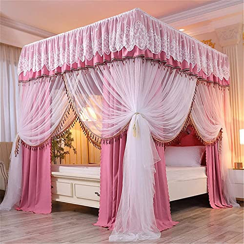 GLMGBP Moskitonetz, Vier-Eck-Pfosten-Baldachin, Prinzessin-Moskitonetz, 3 seitliche Öffnungen, Pfostenbett, Himmelbett, Mädchenbettwäsche, A03, 1,8 x 2,2 m Bett