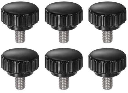 QUARKZMAN 6pcs Tornillo Moleteado, M6x10mm Tornillo de Pulgar de Rosca Macho Pomos de Sujeción Moleteados Métricos de Acero Inoxidable Perilla de Perno de Estudio Tornillo de Apriete, Negro