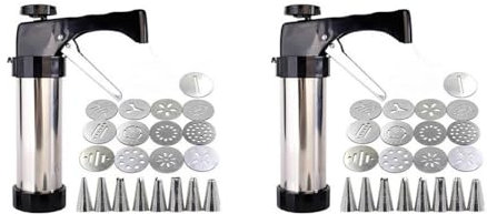 LXHZSY Gebäckspritze Manual Cookie Press Maker Machine DIY Churro Maker Stainless Steel Piping Nozzles Biscuit Make Mold Cake Decoration Tools(Type04)