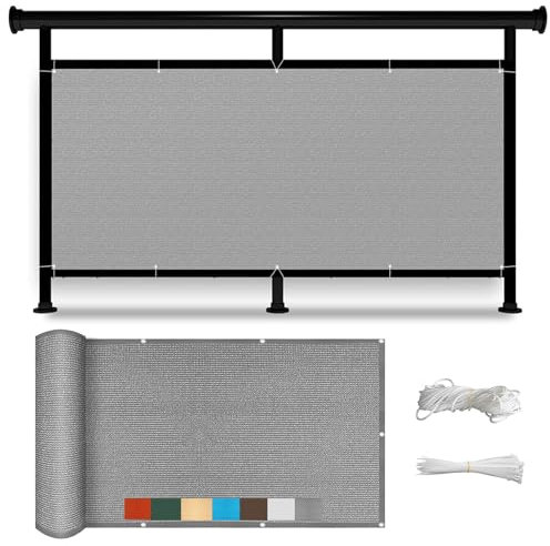 Balkonzaunabdeckung, 100 x 240 cm, UV-Schutz, Balkonabschirmung für Hinterhof, Terrasse, Grau, Sichtschutzwände, individuelles Design