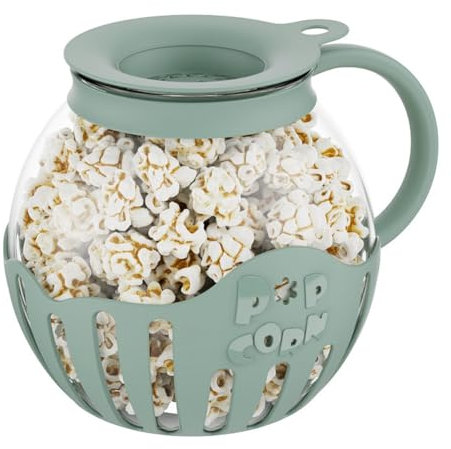 Yssevlon Machine à -Corn Micro-Ondes Snack Popcorn Air Poppers Bol à -Corn de 2,25 litres Accessoires de Cuisine en Borosilicate, Vert
