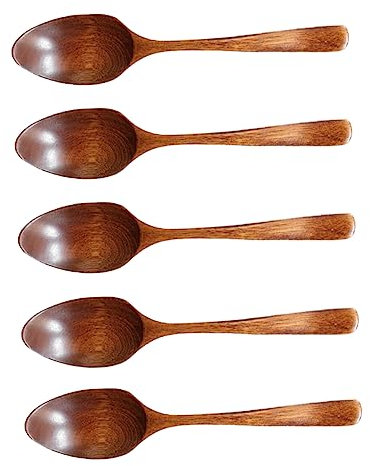 Alipis 5pcs Naturalwooden Spoons Serving Utensils for Cooking Soup Rice Latte Odorless