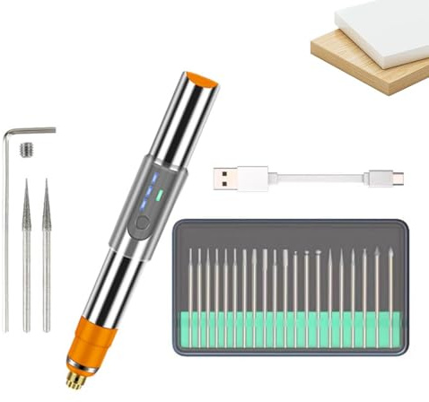 Salyeeluly Pluma de grabado, Pluma de grabado eléctrica, Lápiz grabador inalámbrico, Máquina de grabado, kit de pluma de grabado, herramienta rotativa de metal para metal, madera, vidrio