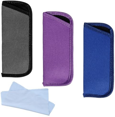 YQQYG 3 Stück Brillenetui Weich, Brillentasche, Lesebrillenetui, Einschubbrillenetuis, Glasses Case, Weiches Brillenetui, Schützende Weiche Brillenhülle für Kratzfeste Brillen Aufbewahrungstasche