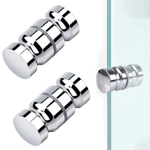 2 Pezzi Doccia Porta Pulsante Pomello per Porta Pomello Doccia Vetro Tondo Pomello Pomolo, per Porta Doccia in Acciaio Inox Maniglia per Fori Diametro 8-9mm, per Vetri Spessore 4-12mm per Cucina