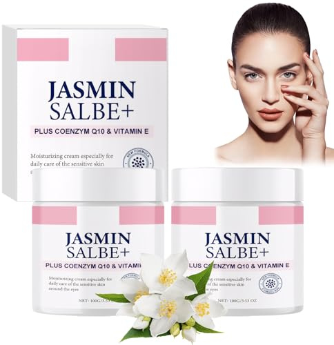 2 Stück Jasmin Salbe Augen 100g Aktiv Jasminsalbe Plus Gegen Augenringe Aktiv Jasminsalbe Gegen Jasminsalbe Plus Bekämpfung von Augenringen,Augenermüdung und-Schwellung Sowie Schlaffen Augenlidern