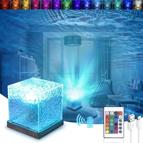 1 Stück Wave Lamp,LED Sternenhimmel Projektor,Tischlampe LED Lampe,led Tischlampe aus Kristall,Sternenhimmel Projektor mit 16 RGB Farbwechsel,Dimming Kristall Nachtlichtlampe,Nachttischlampe