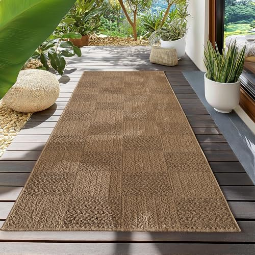Teppium In- & Outdoor Teppich robust, wetterfest & pflegeleicht im natürlichen Jute-Look, ideal für Wohnzimmer, Küche, Terrasse, Garten und Balkon, 80x150 cm