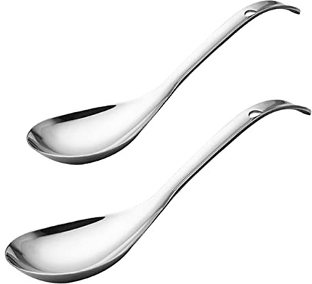GRIRIW 2 Piezas Olla Arrocera Cuchara De Arroz Cuchara Sopera Ranurado Cucharada De Sopa Plata Cucharas De Arroz Fiesta Cucharón Utensilios De Cocina Silver Acero Inoxidable