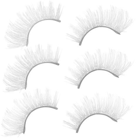 VALICLUD 3 Pairs White Fake Eyelashes for Makeup Artificial Lashes for Parties and Daily Use Eye Lashes Bulk for Cosplay and Special Occasions