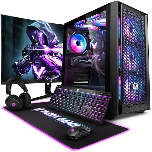 Vibox IX-515 Gaming PC Set Komplett • Monitor 27 Zoll • AMD Ryzen 7 9800X3D 5,0GHz • Nvidia RTX 5070 12GB • 32GB 5600MHz DDR5 RAM • 1TB NVMe SSD • Windows 11 • WLAN • Schwarz
