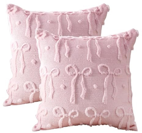 FloralGrace Rosa Dekokissen 45x45 cm Set Aus 2 Weiche Plüsch Dekorative Kissenhüllen Ästhetische Blumenkissen Pink Zimmerdeko Für Bett Sofa Wohnzimmer Clean Girl