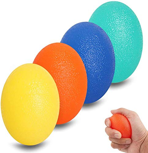 MOTOULAX Griffbälle in Eiform, runde Handbälle, Stressball, Silikon, Übung, Griffbälle (gelb + orange + grün)