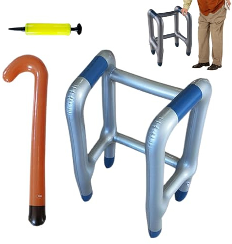 Bastone E Deambulatore Gonfiabile Per Adulti,Stampelle E Ausilio Per Deambulazione Per Anziani - Scherzo Gonfiabile Finto Per Festa Pensioni Carnevale Anziani